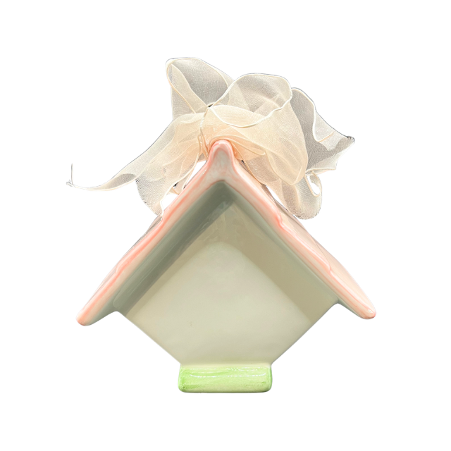 Vintage Ceramic Pink Floral Birdhouse by Mud Pie 1998