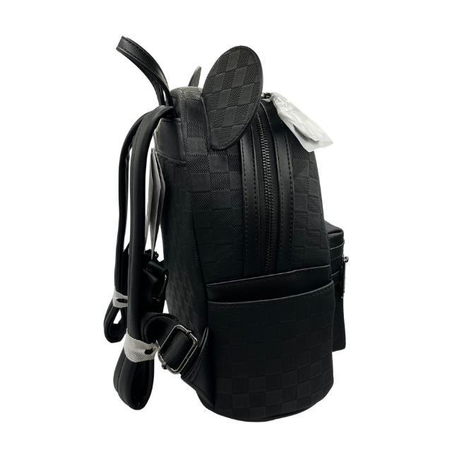 Loungefly Disney Mickey Ear Evergreen Mini Backpack  Black Checkered Pattern New with Tags