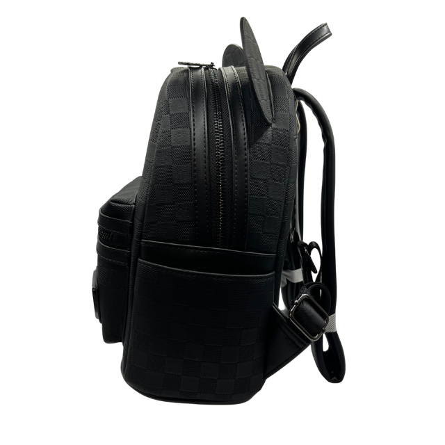 Loungefly Disney Mickey Ear Evergreen Mini Backpack  Black Checkered Pattern New with Tags
