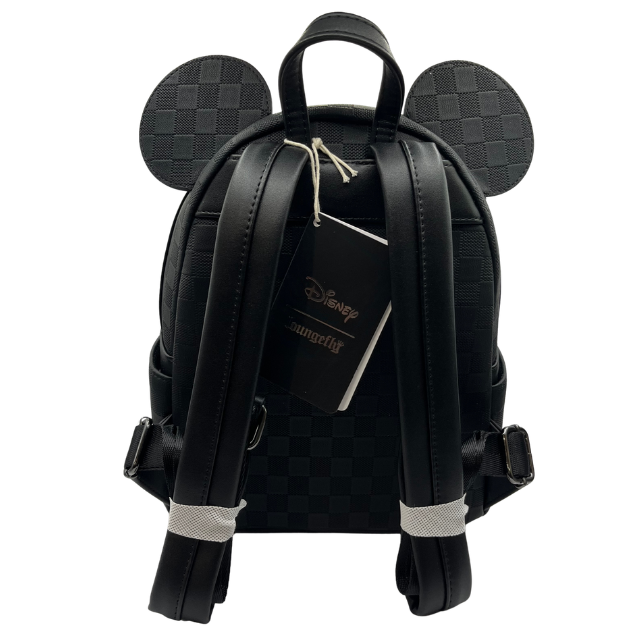 Loungefly Disney Mickey Ear Evergreen Mini Backpack  Black Checkered Pattern New with Tags