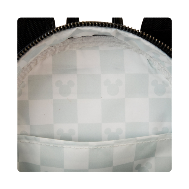 Loungefly Disney Mickey Ear Evergreen Mini Backpack  Black Checkered Pattern New with Tags