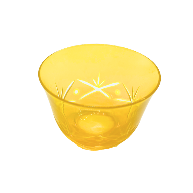 Vintage Design Guild Cut to Clear Crystal Dessert Bowls - Set of 3 Tonal Yellow