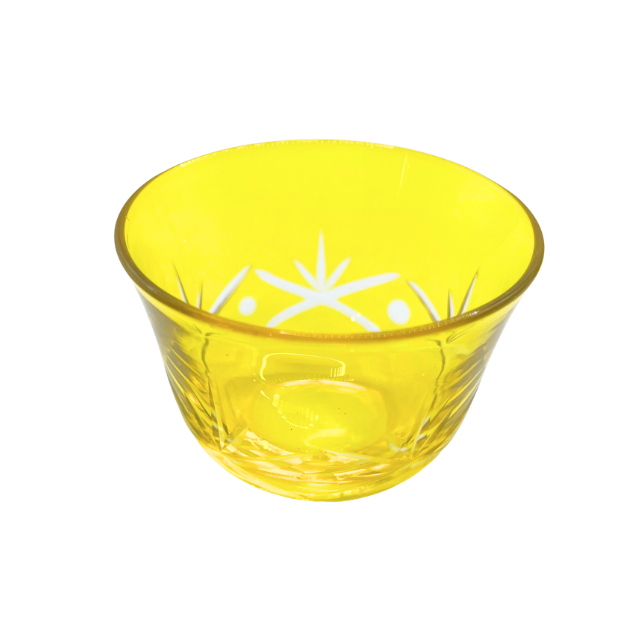 Vintage Design Guild Cut to Clear Crystal Dessert Bowls - Set of 3 Tonal Yellow