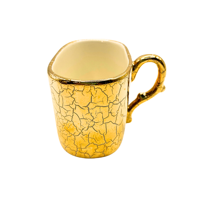 1970s Retro Ceramic Cigarette Caddy Gold Crackle