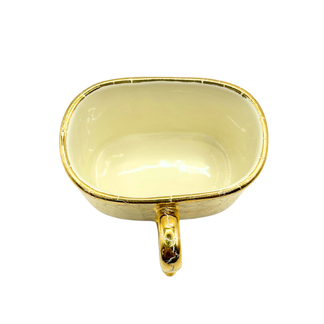 1970s Retro Ceramic Cigarette Caddy Gold Crackle