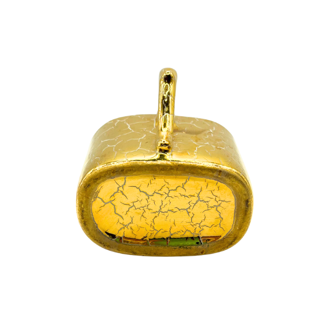 1970s Retro Ceramic Cigarette Caddy Gold Crackle