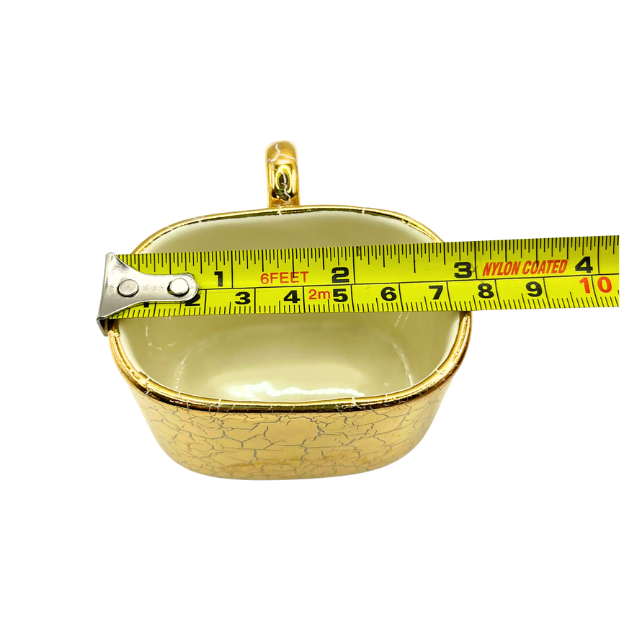 1970s Retro Ceramic Cigarette Caddy Gold Crackle