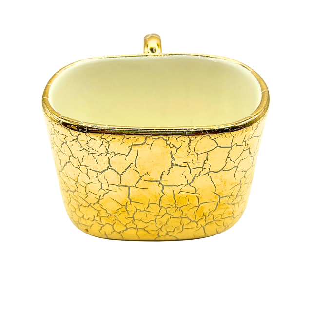 1970s Retro Ceramic Cigarette Caddy Gold Crackle