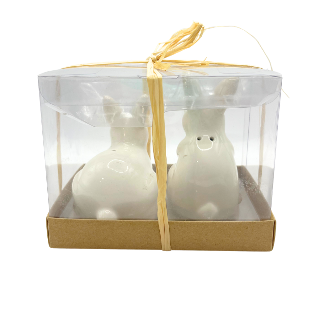 tag Salt & Pepper White Rabbits / Easter Bunny Shakers New in Box