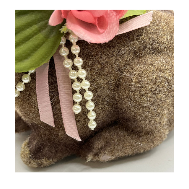 Vintage Flocked Brown Bunny Coin Bank Figurines