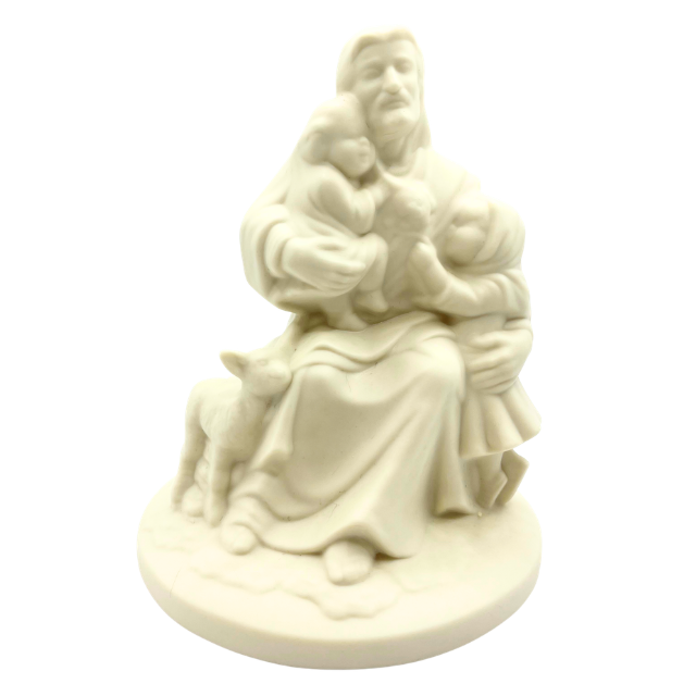 "Come Unto Me" Religious Ceramic Jesus Children & Lamb Molded Sculpture 1997