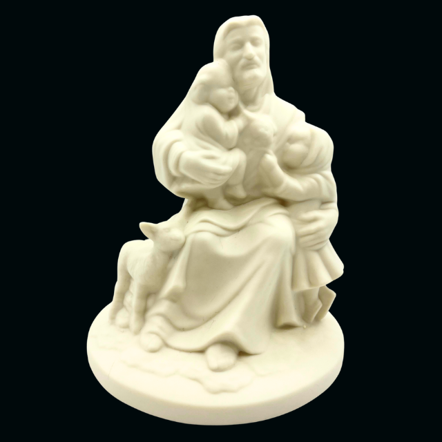 "Come Unto Me" Religious Ceramic Jesus Children & Lamb Molded Sculpture 1997