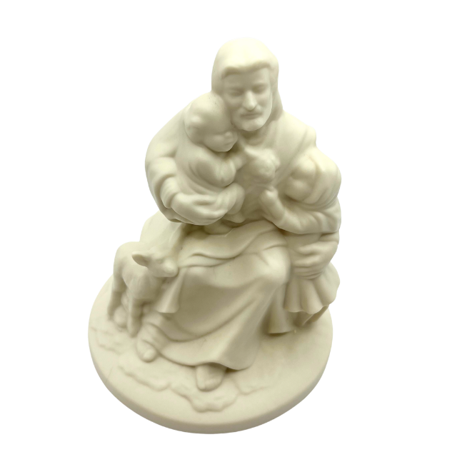 "Come Unto Me" Religious Ceramic Jesus Children & Lamb Molded Sculpture 1997