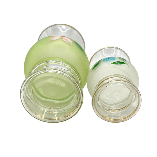 Vintage  Bartlett Collins Handpainted Gold Gilded Glass Flower Vases 6" & 4"