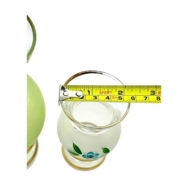 Vintage  Bartlett Collins Handpainted Gold Gilded Glass Flower Vases 6" & 4"