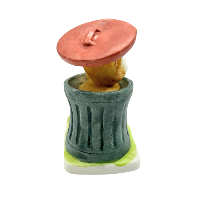 Vintage UCGC Bisque Cat and Kitten Trash Can 4" Figurine Made in Korea