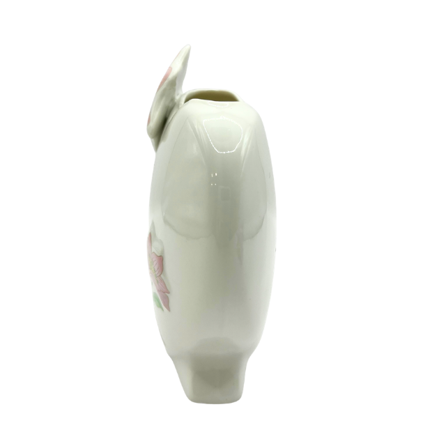 Vintage Heart Shaped Porcelain Vase with Lilly Flower Accents