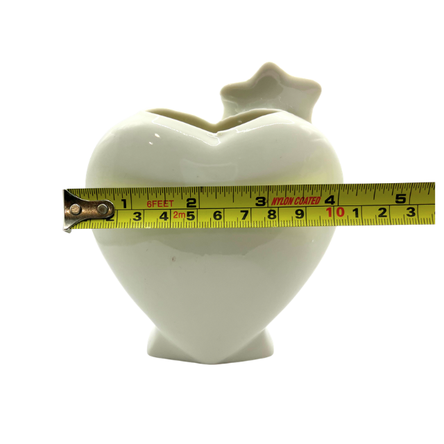 Vintage Heart Shaped Porcelain Vase with Lilly Flower Accents