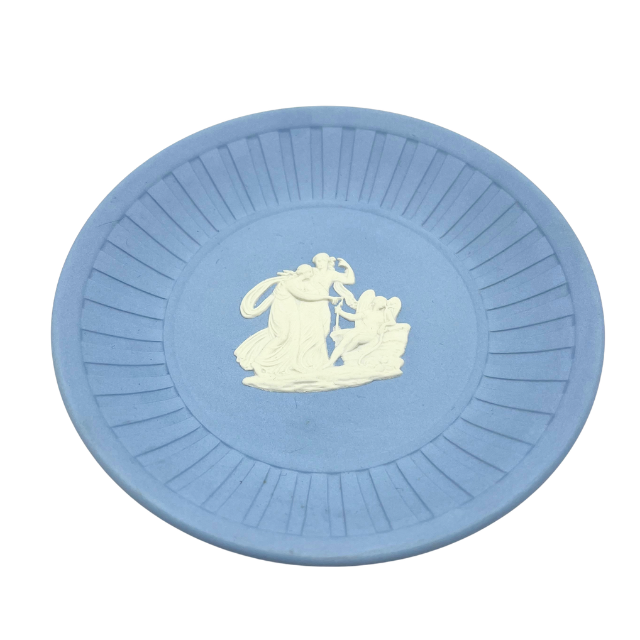 Vintage Wedgwood Blue Jasperware Round Ring Tray Trinket Dish Jasperware Dish