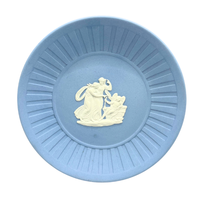 Vintage Wedgwood Blue Jasperware Round Ring Tray Trinket Dish Jasperware Dish