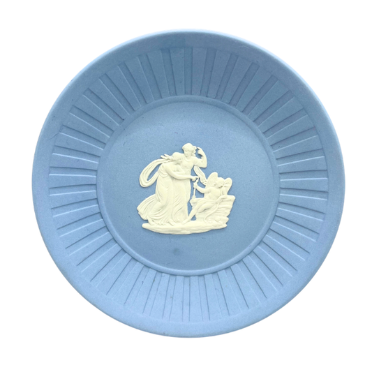 Vintage Wedgwood Blue Jasperware Round Ring Tray Trinket Dish Jasperware Dish