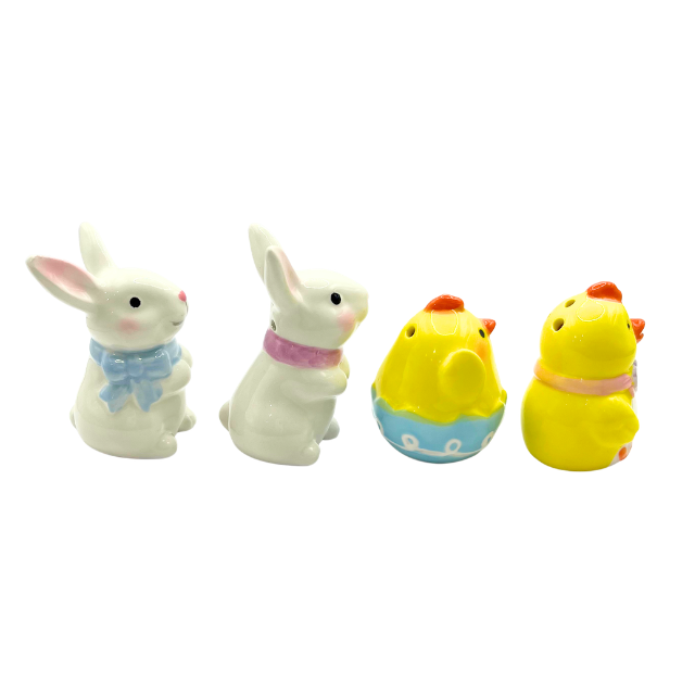 Deluxe Easter Spring Tabletop Salt & Pepper Shaker Sets (New) Bunnies and Baby Chicks