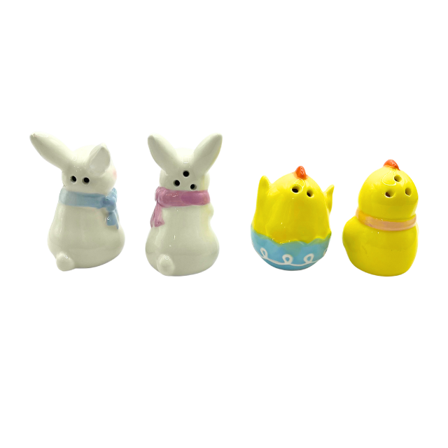 Deluxe Easter Spring Tabletop Salt & Pepper Shaker Sets (New) Bunnies and Baby Chicks