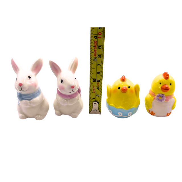 Deluxe Easter Spring Tabletop Salt & Pepper Shaker Sets (New) Bunnies and Baby Chicks