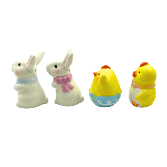 Deluxe Easter Spring Tabletop Salt & Pepper Shaker Sets (New) Bunnies and Baby Chicks