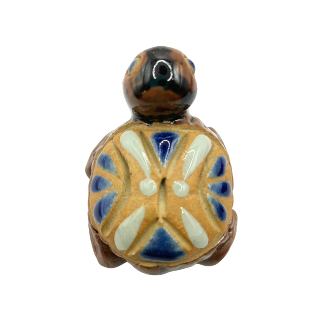 Vintage Miniature Mother & Baby Turtle Figurines Hand-Painted Clay Folk Art Terracotta Decor