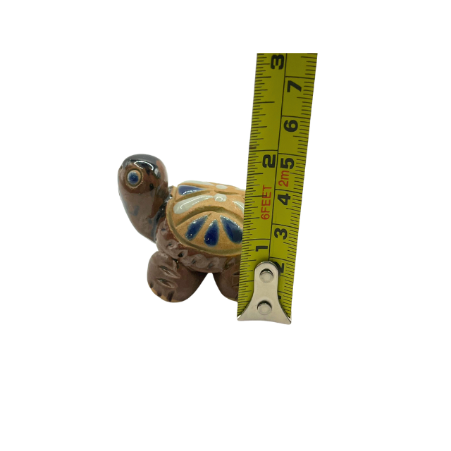 Vintage Miniature Mother & Baby Turtle Figurines Hand-Painted Clay Folk Art Terracotta Decor
