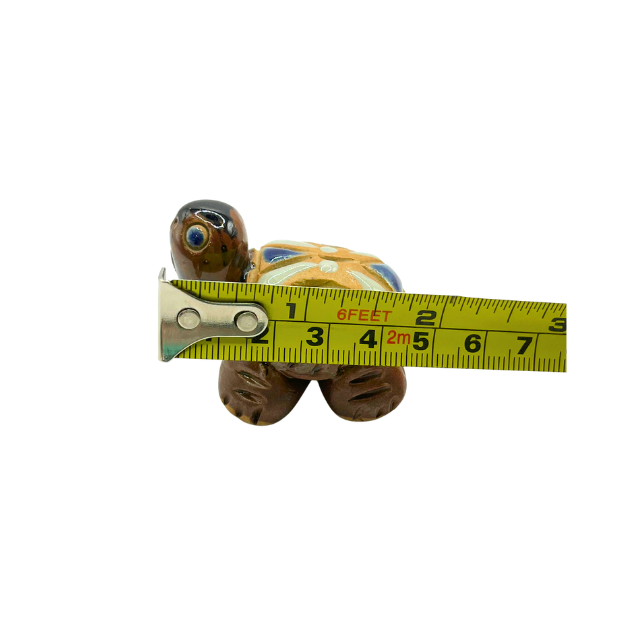 Vintage Miniature Mother & Baby Turtle Figurines Hand-Painted Clay Folk Art Terracotta Decor