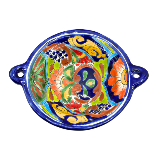 Vintage Mexican Talavera Cazuela Serving Dish Multi Color Floral