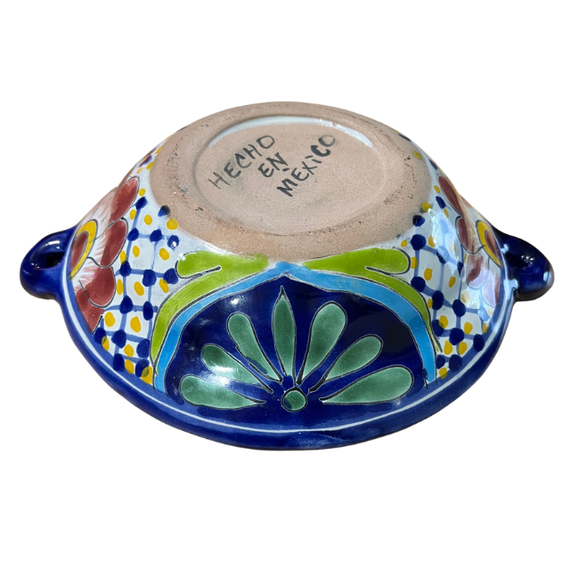 Vintage Mexican Talavera Cazuela Serving Dish Multi Color Floral