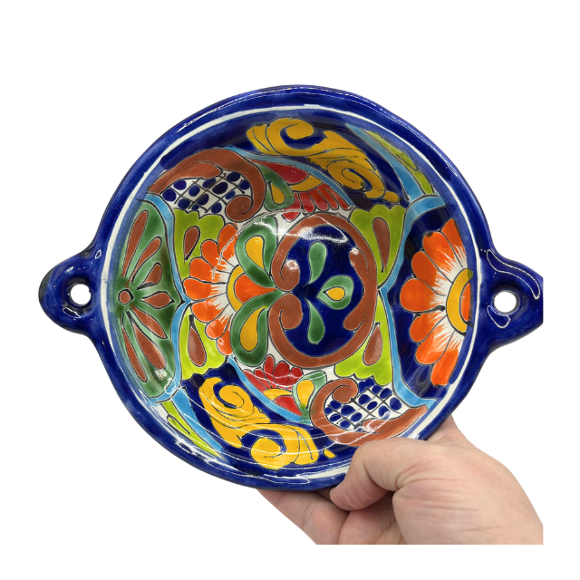 Vintage Mexican Talavera Cazuela Serving Dish Multi Color Floral