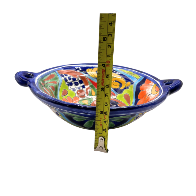 Vintage Mexican Talavera Cazuela Serving Dish Multi Color Floral