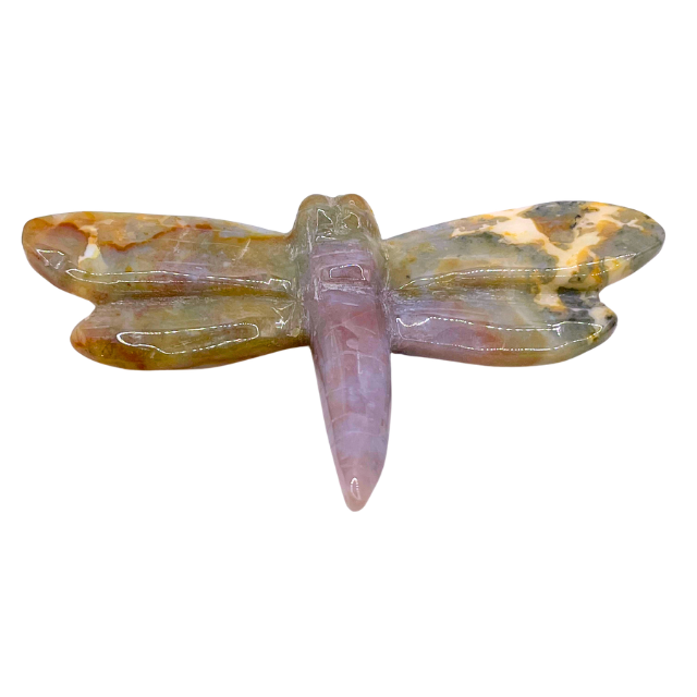 Hand Craved Dragonfly Purple Chalcedony Figurine – Natural Gemstone Sculpture