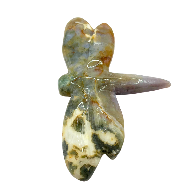 Hand Craved Dragonfly Purple Chalcedony Figurine – Natural Gemstone Sculpture