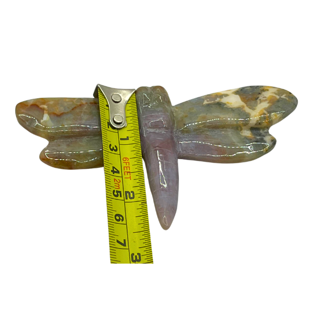 Hand Craved Dragonfly Purple Chalcedony Figurine – Natural Gemstone Sculpture