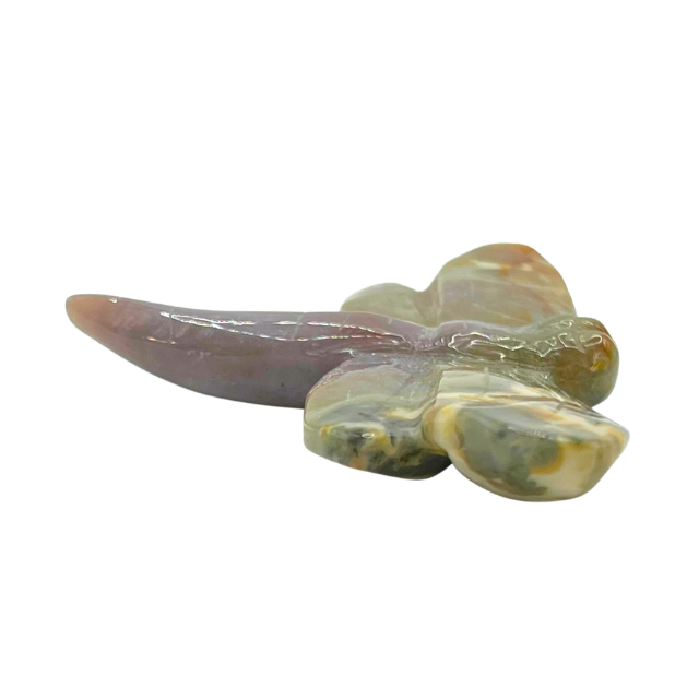 Hand Craved Dragonfly Purple Chalcedony Figurine – Natural Gemstone Sculpture