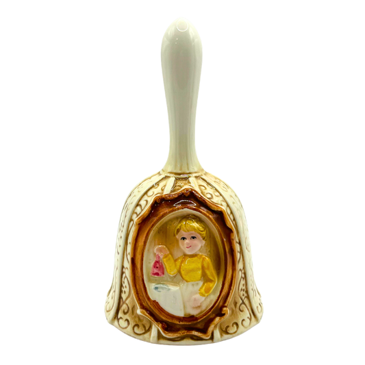 Vintage 1978 Sears Gingham Girl Bell – Pioneer Woman Style Ceramic Decor