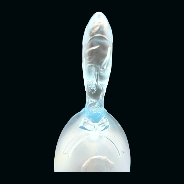 Vintage Fenton Blue Glass Bell Now I Lay Me Down To Sleep - Boy Praying