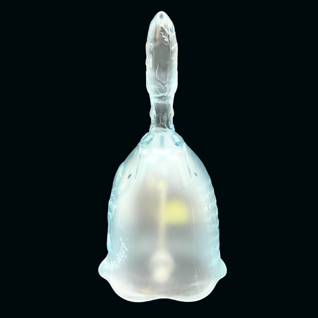 Vintage Fenton Blue Glass Bell Now I Lay Me Down To Sleep - Boy Praying