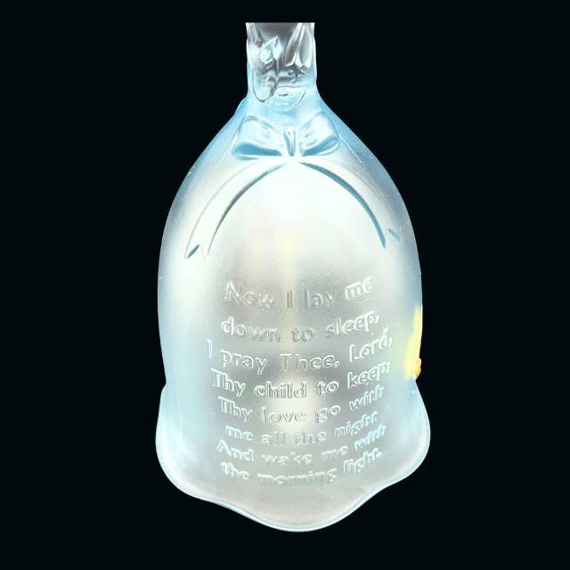 Vintage Fenton Blue Glass Bell Now I Lay Me Down To Sleep - Boy Praying