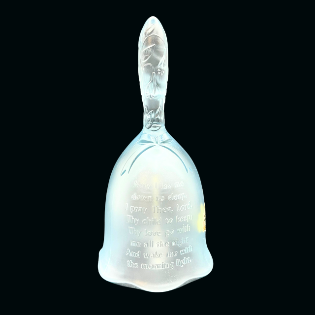 Vintage Fenton Blue Glass Bell Now I Lay Me Down To Sleep - Boy Praying
