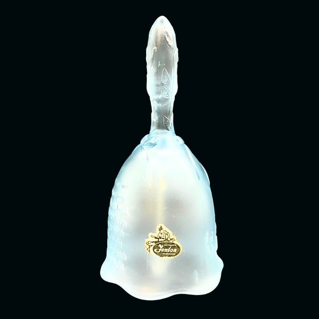 Vintage Fenton Blue Glass Bell Now I Lay Me Down To Sleep - Boy Praying
