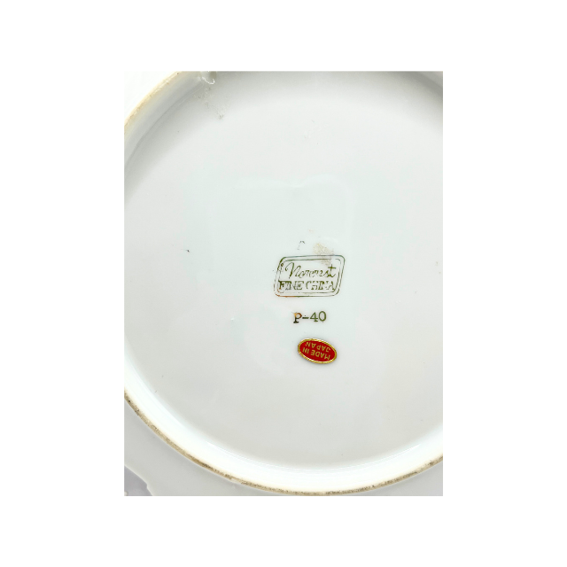 MCM Norcrest Fine China Happy Anniversary Celebration 8" Plate with Floral, Bells, Ribbons, and Gold Accents