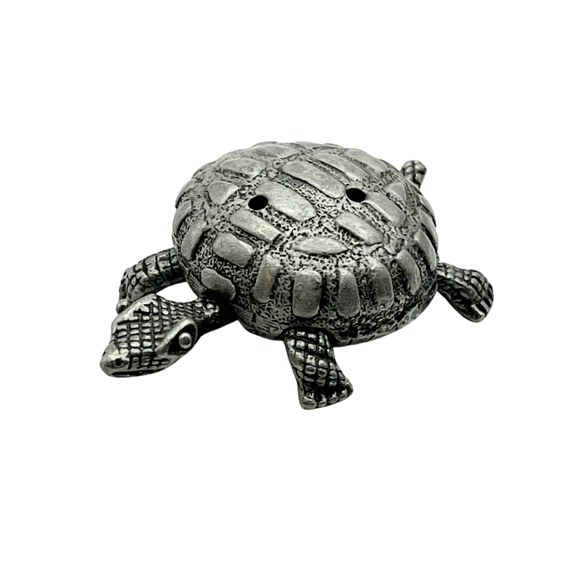 Vintage Turtle Miniature Pewter Jewelry Trinket Box by Torino with Patina