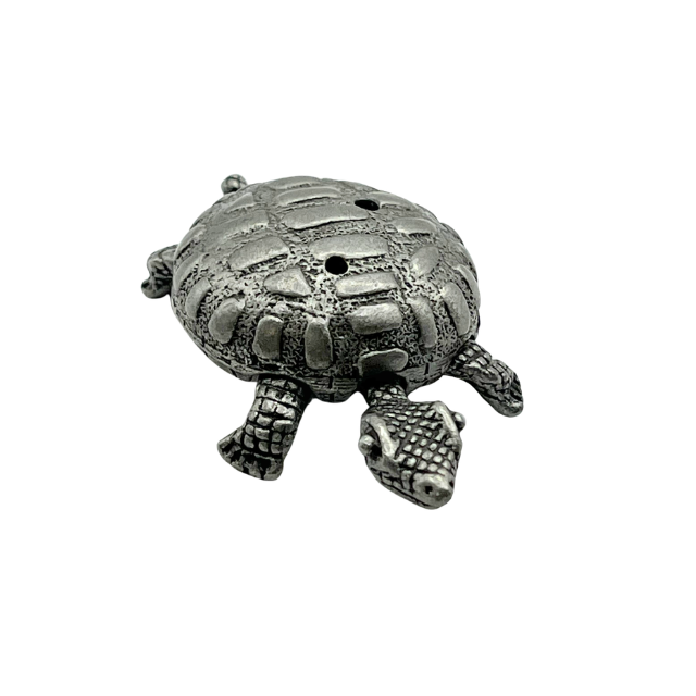 Vintage Turtle Miniature Pewter Jewelry Trinket Box by Torino with Patina