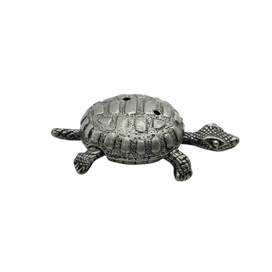 Vintage Turtle Miniature Pewter Jewelry Trinket Box by Torino with Patina